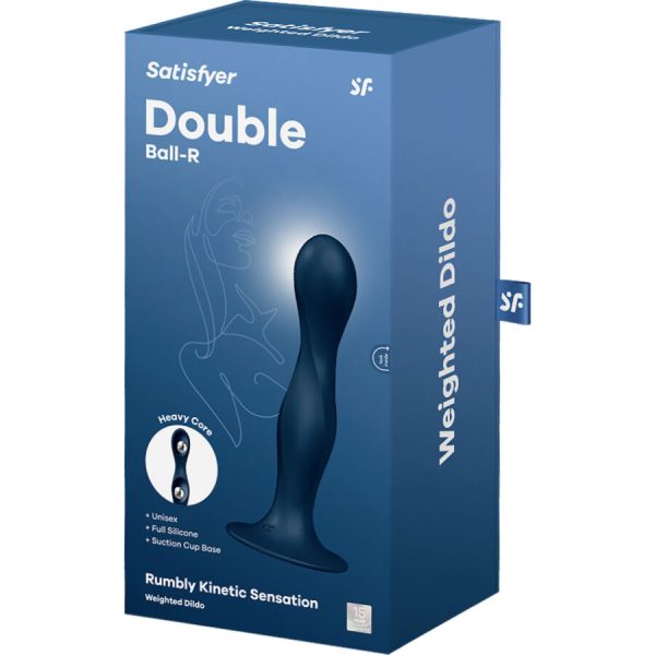 SATISFYER - DOUBLE BALL-R SILICONE DILDO BLUE 4
